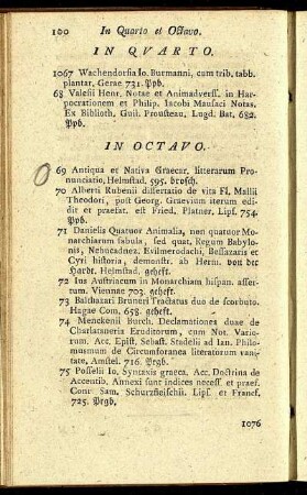 In Quarto et Octavo. - In Duodecimo.