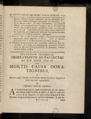 1251-1256, Ad Lib. XXXIX. Tit. VI. De Mortis Causa ...