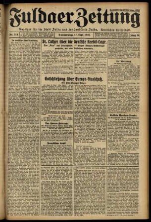 Erste Ausgabe vom Donnerstag, den 17. September 1931.