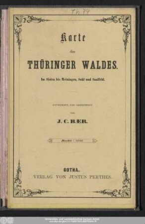 Karte des Thüringer Waldes : Im Süden bis Meiningen, Suhl und Saalfeld