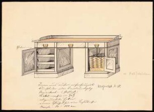 Wohnhaus Franz Wertheim, Berlin-Grunewald: Schreibtisch: perspektivische Ansicht, 1:10