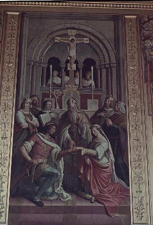 Nordwand, Mittelbild: Siegfrieds Hochzeit mit Krimhilde im Dom zu Worms