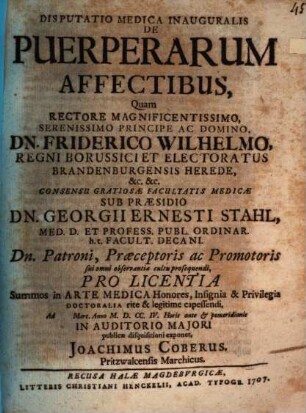 Disputatio medica inauguralis de puerperarum affectibus
