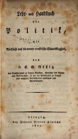 Lehr- und Handbuch der Politik