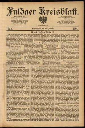 Erste Ausgabe vom Samstag, den 12. Januar 1901.