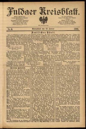 Erste Ausgabe vom Samstag, den 12. Januar 1901.