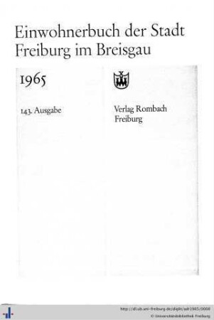 Einwohnerbuch der Stadt Freiburg im Breisgau : 1965