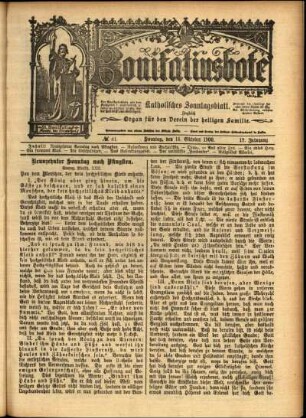 Erste Ausgabe vom Sonntag, den 14. Oktober 1900.