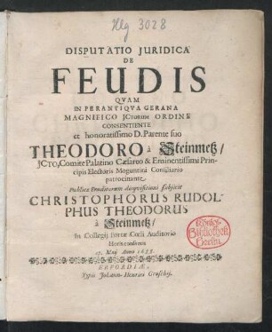 Disputatio Iuridica De Feudis