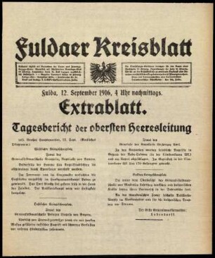 Ausgabe vom Dienstag, den 12. September 1916.