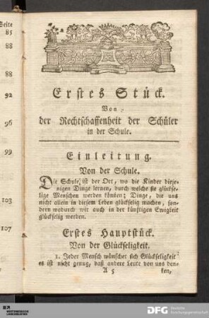 Erstes Stück. Von der Rechtschaffenheit der Schüler in der Schule.