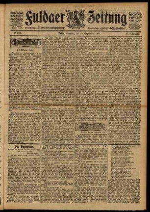 Erste Ausgabe vom Samstag, den 19. September 1903.