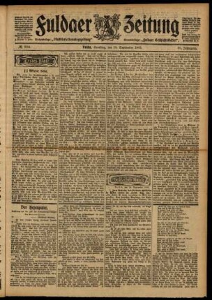 Erste Ausgabe vom Samstag, den 19. September 1903.