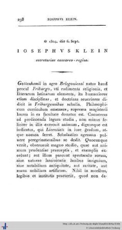Iosephus Klein.