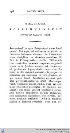 Iosephus Klein.