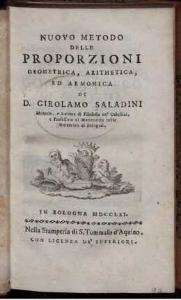 Nuovo metodo delle proporzioni geometrica, aritmetica, ed armonica