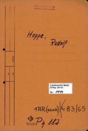Personenheft Rudolf Hoppe (*09.08.1913), SS-Untersturmführer