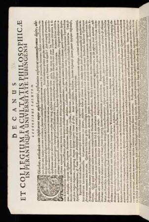 Decanus Et Collegium Facultatis Philosophicae In Perantiqua Universitate Tubingensi Lectoribus Salutem