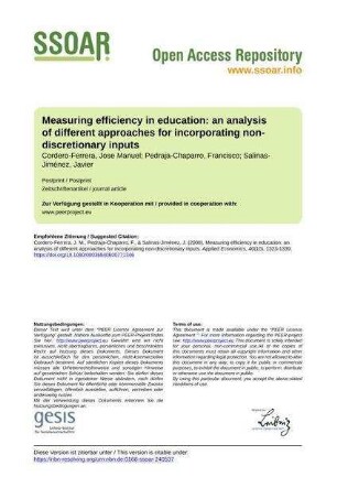 Measuring efficiency in education: an analysis of different approaches for incorporating non-discretionary inputs