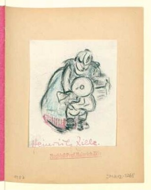 Frau über ein Kind gebeugt