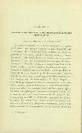 Chapitre II. Anciennes relations de l'Angleterre et de la France avec la Chine