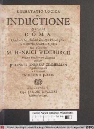 Dissertatio Logica De Inductione