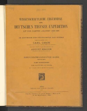 Wissenschaftliche Ergebnisse der Deutschen Tiefsee-Expedition.