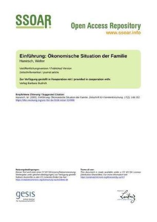 Einführung: Ökonomische Situation der Familie