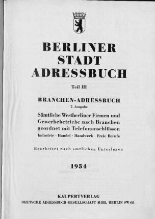 1954,3: Branchen-Adressbuch