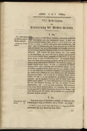 III.) Uebergang zur Erörterung der Rechts-Gründe.