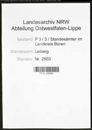 Sterberegister Standesamt Leiberg