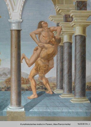 Freskenausmalung mit mythologischen Figuren : Westwand