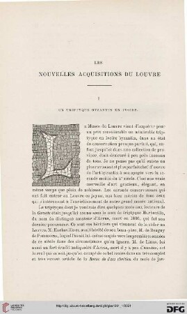 3. Pér. 5.1891: Les nouvelles acquisitions du Louvre, 1, Un triptyque byzantin en ivoire