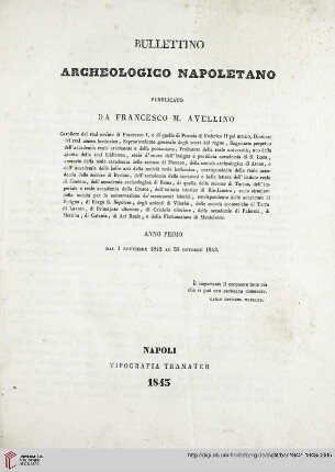 1: Bullettino archeologico Napoletano