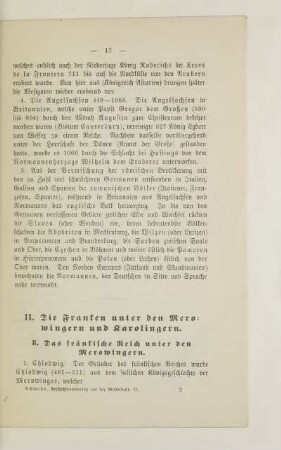 II. Die Franken unter den Merowingern und Karolingern