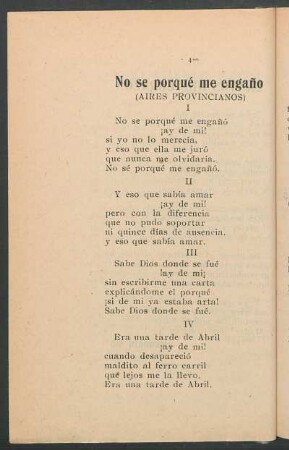 No se porqué me engaño : Aires provincianos