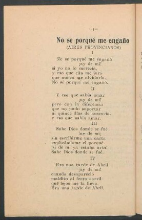 No se porqué me engaño : Aires provincianos