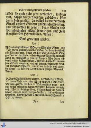 Gebett umb gemeinen Frieden