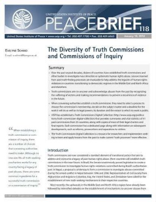 The diversity of truth commissions and commissions of inquiry