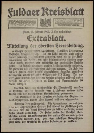 Zweite Ausgabe vom Samstag, den 13. Februar 1915.