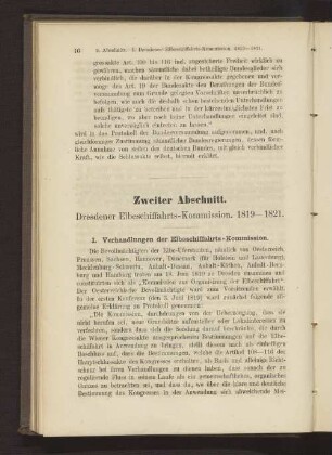 Zweiter Abschnitt. Dresdener Elbschiffahrts-Kommission. 1819-1821.