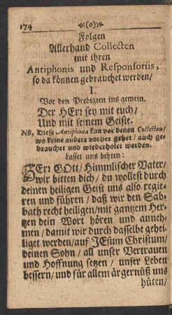 Folgen Allerhand Collecten mit ihren Antiphonis und Responsoriis ...