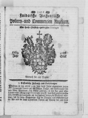 40tes Stück, Ausgabe vom 4. Oktober 1769