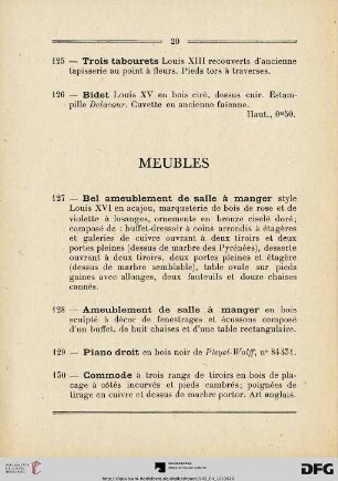 Meubles (Nr. 127-155)