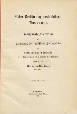 Ueber Realisirung ausländischer Zinscoupons