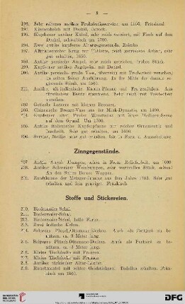 Zinngegenstände (Nr. 207-209)