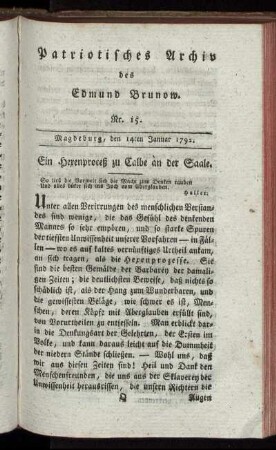 Nr. 15. Magdeburg, den 14ten Januar 1792