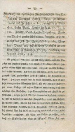 97-118 [Rezension] Hortig, Johann Nepomuk, Handbuch der christlichen Kirchengeschichte