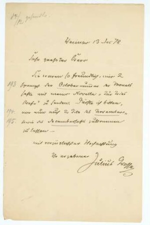 Brief von Julius Grosse an unbekannt