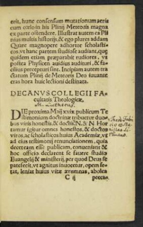 Decanus Collegii Facultatis Theologicae.